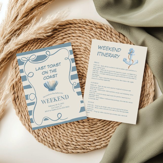 Invitación Fin de semana de Bachelorette de Blue Bow Nautical (Subido por el creador)