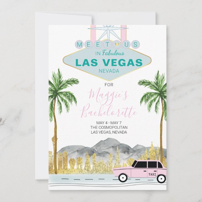Invitación Fin de semana de Bachelorette en Las Vegas (Anverso)