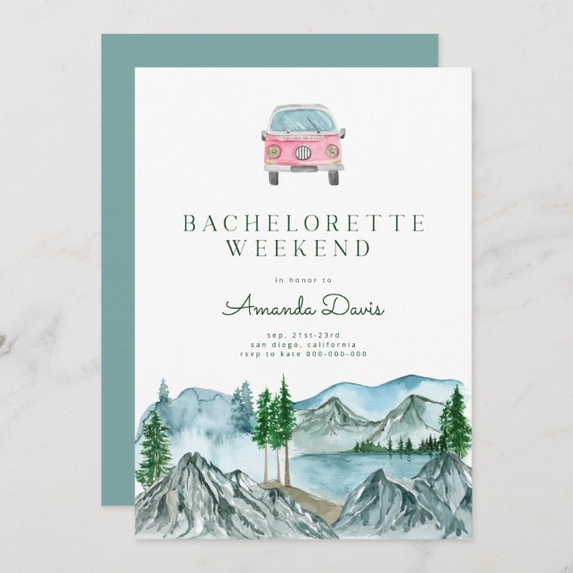 Invitación Fin de semana de Bachelorette en Woods Cabin Lake  (Anverso / Reverso)