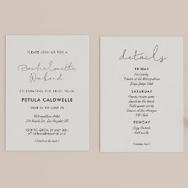 Invitación Fin de semana de Bachelorette escrito a mano minim