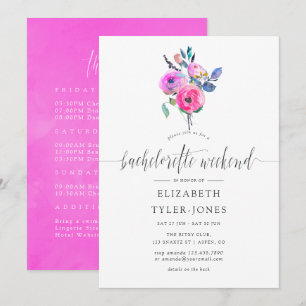 Invitación Fin de semana de Bachelorette Floral de color azul