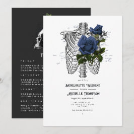 Invitación Fin de semana de Bachelorette Gótica Floral Azul d
