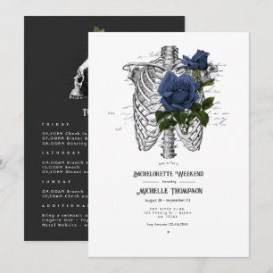 Invitación Fin de semana de Bachelorette Gótica Floral Azul d