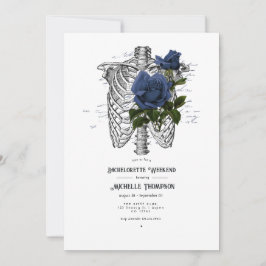Invitación Fin de semana de Bachelorette Gótica Floral Azul d