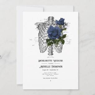 Invitación Fin de semana de Bachelorette Gótica Floral Azul d