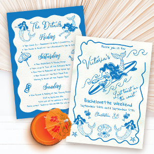 Invitación Fin de semana de Bachelorette, Sirena de Surf Cost