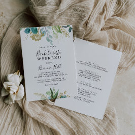 Invitación Fin de semana de Bachelorette Verde Tropical Gold 