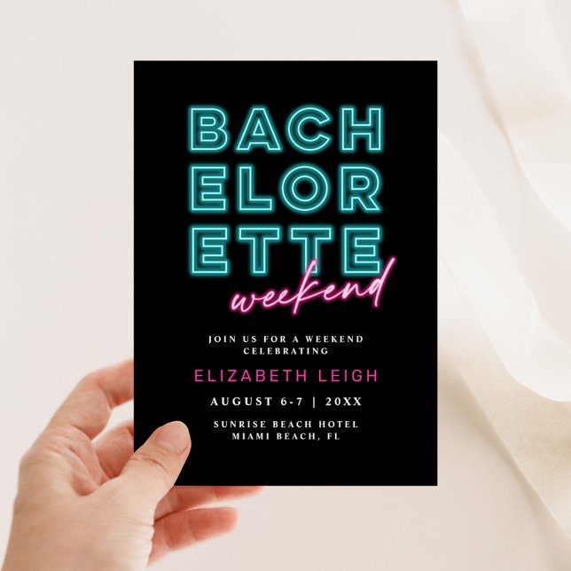 Invitación Fin de semana de bachillerato azul neón y rosa (Subido por el creador)