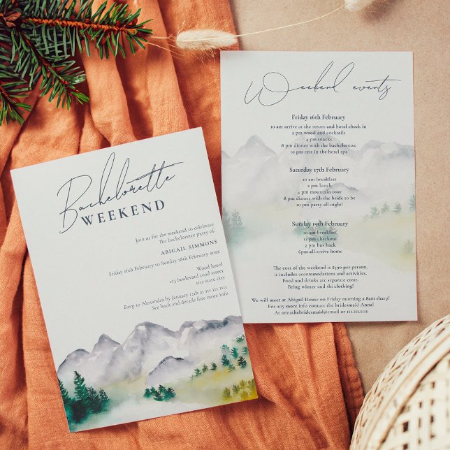 Invitación Fin de semana de bachillerato de montaña ruso boho (Rustic boho Colorado mountain bachelorette weekend Invitation)