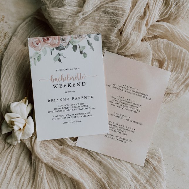 Invitación Fin de semana de bachillerato de rosa rosado clási (Subido por el creador)