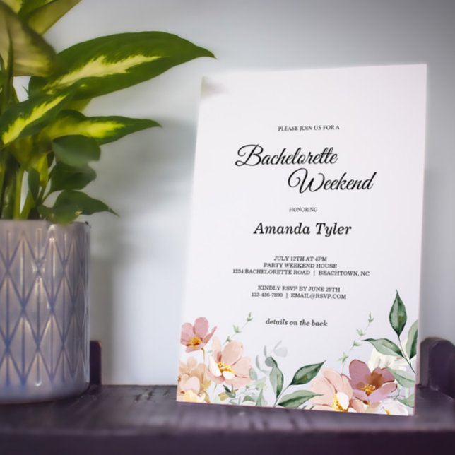 Invitación Fin de semana de bachillerato floral rosa y malva (Subido por el creador)