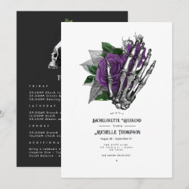 Invitación Fin de semana de bachillerato gótico morado floral