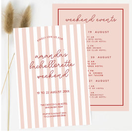 Invitación Fin de semana de bachillerato rojo rosa retro