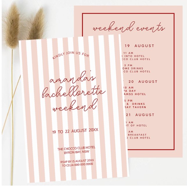 Invitación Fin de semana de bachillerato rojo rosa retro (Subido por el creador)