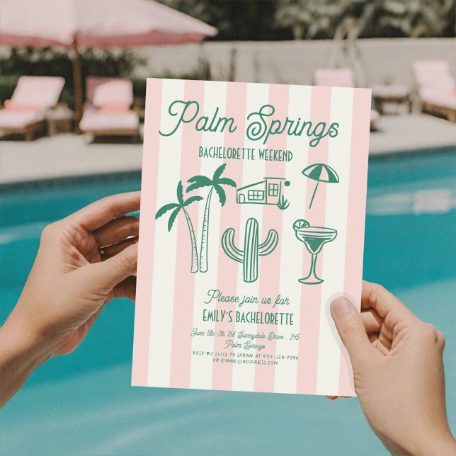Invitación Fin de semana de bachillerato rosado de Palm Sprin (Subido por el creador)