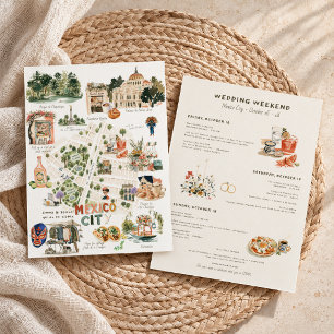 Invitación Fin de semana de boda ilustrado en Ciudad de Méxic