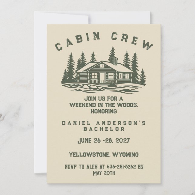 Invitación Fin de semana de camping personalizado despedida d (Anverso)