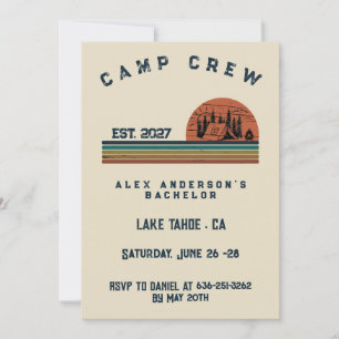 Invitación Fin de semana de camping personalizado para desped