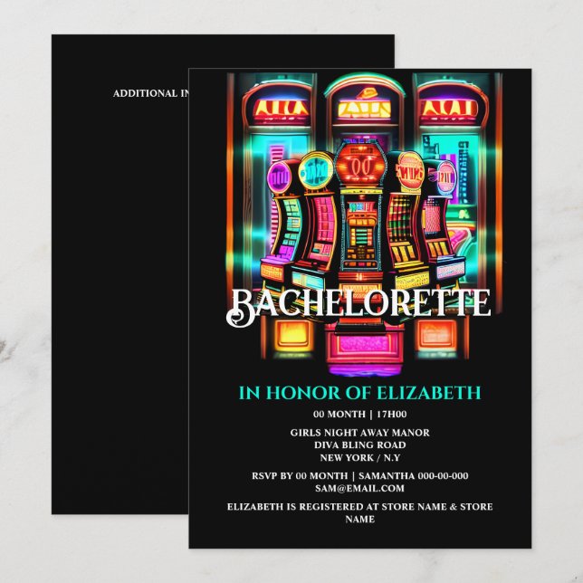 Invitación Fin de semana de chicas de soltera de Las Vegas Ca (Anverso / Reverso)