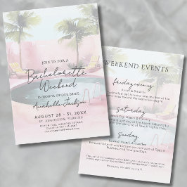 Invitación Fin de semana de chicas piscina rosa fiesta de des