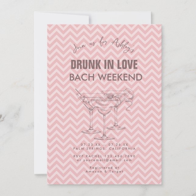 Invitación Fin de semana de Cocktails Retro Bachelorette (Anverso)