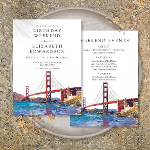 Invitación Fin de semana de cumpleaños con acuarela de San Fr