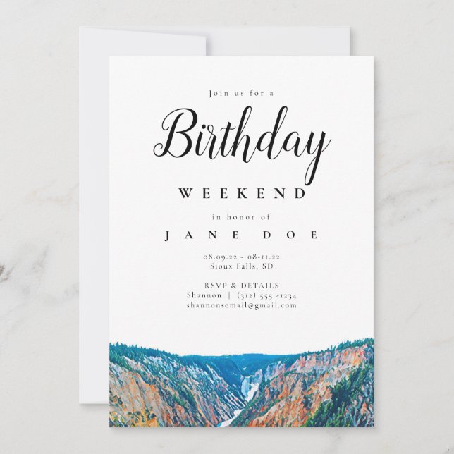 Invitación Fin de semana de cumpleaños de otoño de montaña ru (Anverso)