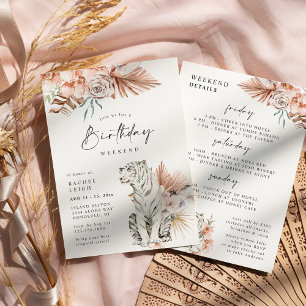 Invitación Fin de semana de cumpleaños de Tigres Boho Tropica
