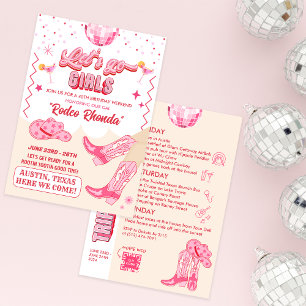 Invitación Fin de semana de cumpleaños de vaquera disco adult