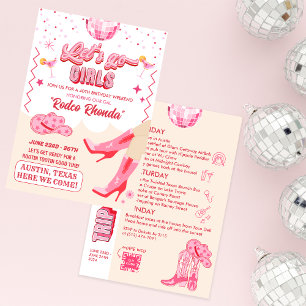 Invitación Fin de semana de cumpleaños de vaquera disco adult