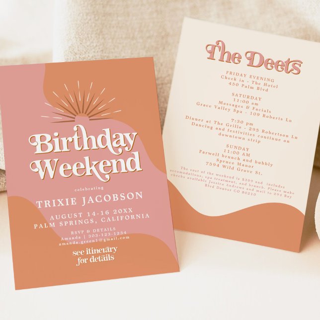 Invitación Fin de semana de cumpleaños rosado en disco de TRI (Subido por el creador)