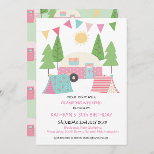 Invitación Fin de semana de cumpleaños súper lindo, glamour/c