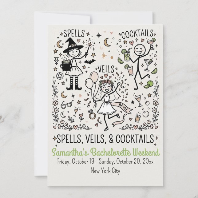 Invitación Fin de semana de despedida de soltera con hechizos (Anverso)