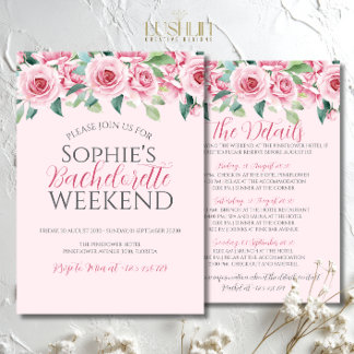 Invitación Fin de semana de despedida de soltera con rosas ac