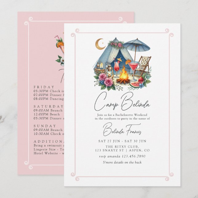 Invitación Fin de semana de despedida de soltera de novia de  (Anverso / Reverso)