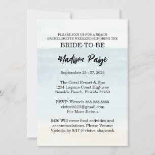 Invitación Fin de semana de despedida de soltera en Watercolo