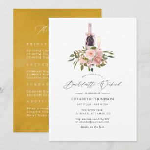 Invitación Fin de semana de despedida de soltera floral rosa 