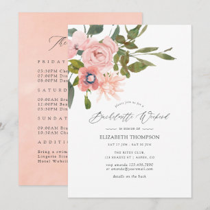 Invitación Fin de semana de despedida de soltera floral rosa 