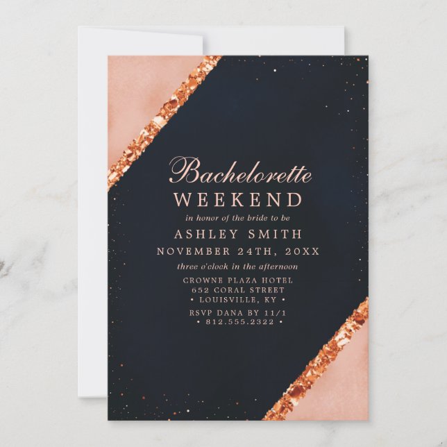 Invitación Fin de semana de despedida de soltera moderno rosa (Anverso)