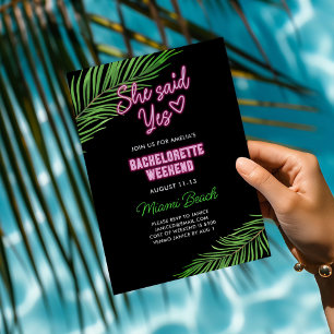 Invitación Fin de semana de despedida de soltera tropical neo