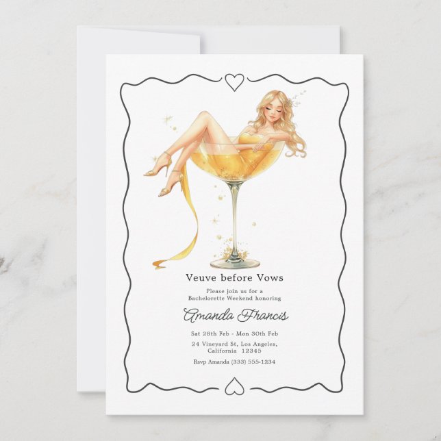 Invitación Fin de semana de despedida de soltera Veuve Before (Anverso)