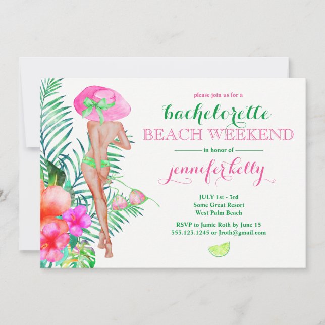 Invitación Fin de semana de fiesta de la novia de Preppy (Anverso)