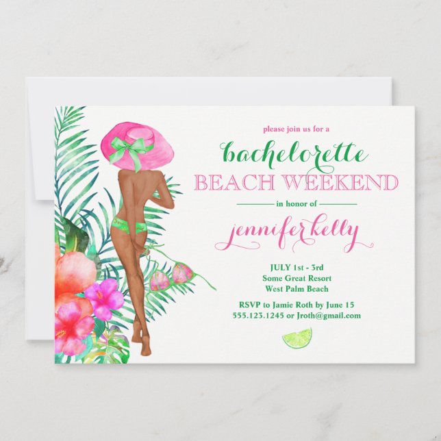 Invitación Fin de semana de fiesta de la novia de Preppy (Anverso)