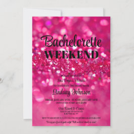 Invitación Fin de semana de fiesta de Purpurina rosa caliente