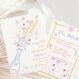 Invitación Fin de semana de la Bachelorette floral dibujada a