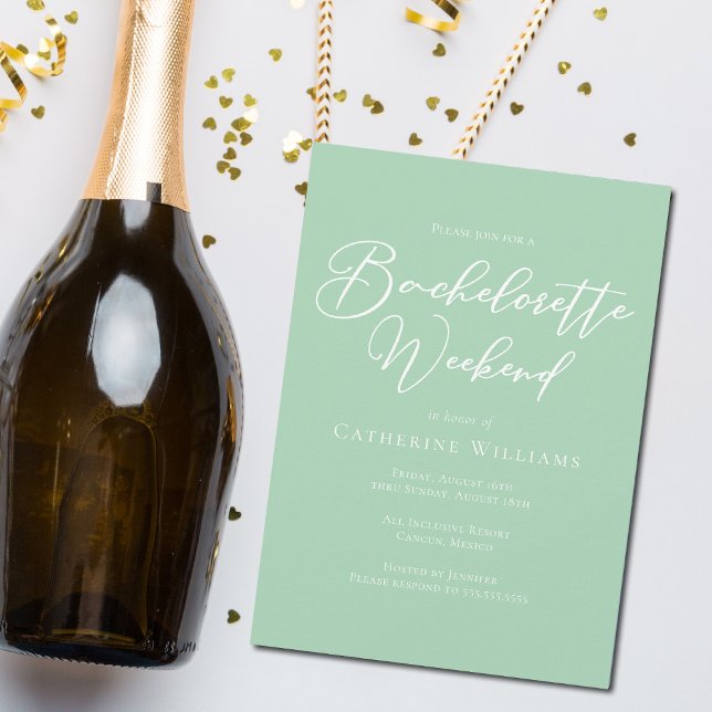 Invitación Fin de semana de la Bachelorette verde de la Casa  (Subido por el creador)