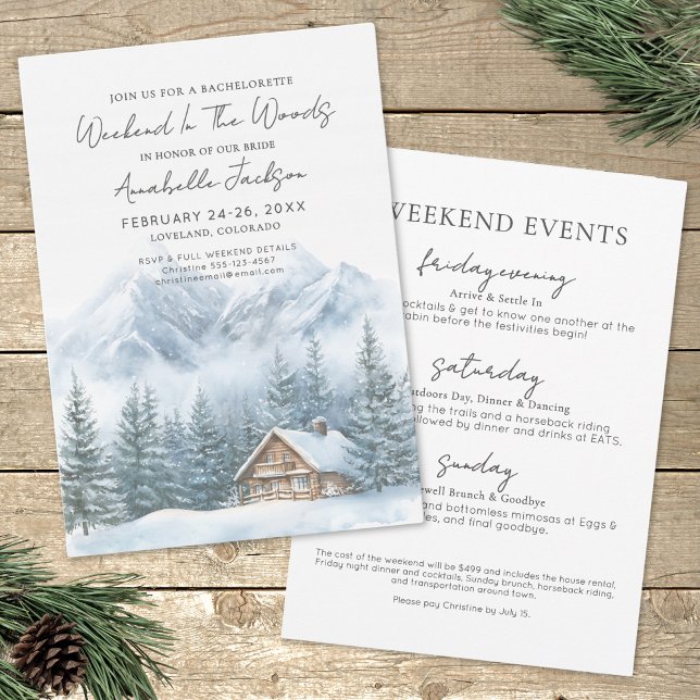 Invitación Fin De Semana De Los chicas En La Fiesta De Bachel (Girls Weekend In The Woods Bachelorette Party Invitation)