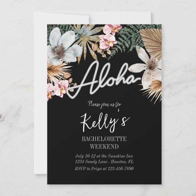 Invitación Fin de semana de soltera botánica tropical Aloha B (Anverso)
