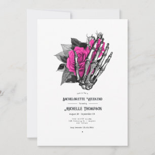 Invitación Fin de semana de soltera con cráneo gótico floral 
