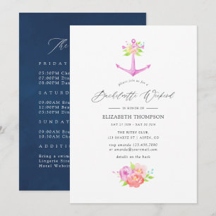 Invitación Fin de semana de soltera con tema náutico floral
